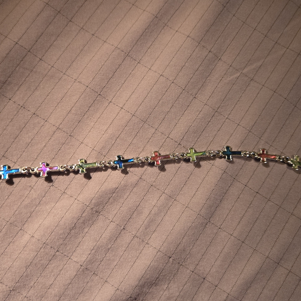 Multicolor Cross Charm Bracelet - image 1